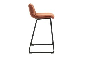 Tabourets de bar en tissu effet velours texturé terre brûlée et métal noir H65 cm (lot de 2) BOOST