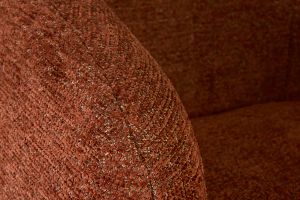 Fauteuil pivotant en tissu effet chenille brossé terre brûlée et métal noir BOWIE
