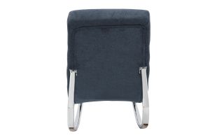 Rocking chair design en tissu effet velours bleu et acier chromé TAYLOR