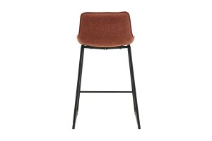 Tabourets de bar en tissu effet velours texturé terre brûlée et métal noir H65 cm (lot de 2) BOOST