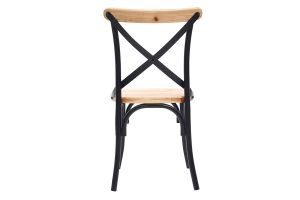 Chaises bistrot bois clair massif et métal noir (lot de 2) JAKE