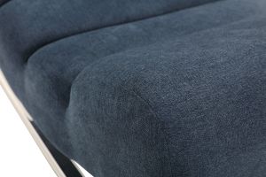 Rocking chair design en tissu effet velours bleu et acier chromé TAYLOR