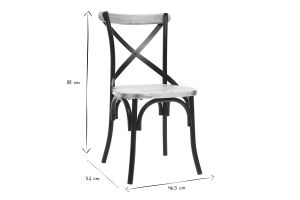 Chaises bistrot bois clair massif et métal noir (lot de 2) JAKE