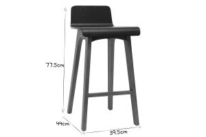 Chaise de bar scandinave noir et bois foncé H65 cm BALTIK