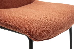 Tabourets de bar en tissu effet velours texturé terre brûlée et métal noir H65 cm (lot de 2) BOOST
