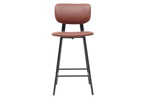 Tabourets de bar vintage marron clair avec pieds métal 65 cm (lot de 2) LAB
