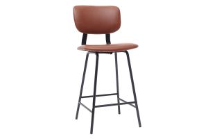 Tabourets de bar vintage marron clair avec pieds métal 65 cm (lot de 2) LAB