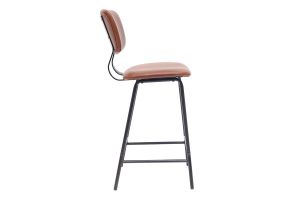 Tabourets de bar vintage marron clair avec pieds métal 65 cm (lot de 2) LAB