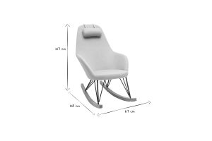 Rocking chair scandinave en tissu gris, métal noir et bois clair JHENE