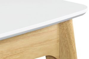 Table extensible rallonges intégrées rectangulaire blanc et bois L140-180 cm MEENA