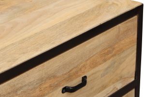 Commode industrielle en bois manguier massif et métal noir 6 tiroirs L130 cm INDUSTRIA