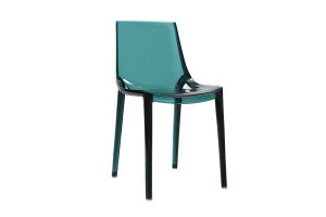 Chaises design empilables bleu pétrole transparent  intérieur - extérieur (lot de 2) YZEL