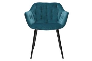 Chaises design en tissu velours bleu pétrole et métal noir (lot de 2) BURTON