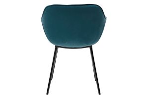 Chaises design en tissu velours bleu pétrole et métal noir (lot de 2) BURTON
