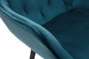 Chaises design en tissu velours bleu pétrole et métal noir (lot de 2) BURTON