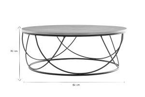 Table basse ronde bois clair chêne et métal noir D80 cm LACE