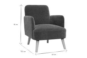 Fauteuil scandinave en tissu effet velours vert kaki et bois clair ISKO