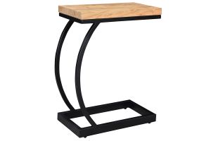 Table d'appoint design rectangulaire en bois massif et métal noir L45 cm BREAK