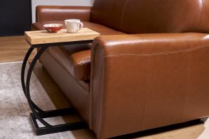 Table d'appoint design rectangulaire en bois massif et métal noir L45 cm BREAK