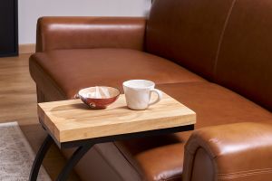 Table d'appoint design rectangulaire en bois massif et métal noir L45 cm BREAK
