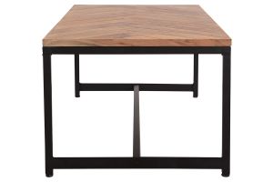 Table basse rectangulaire à motifs chevrons en bois massif et métal noir L120 cm STICK