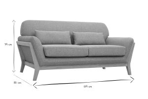 Canapé scandinave 2 places en tissu vert lagon et bois clair YOKO