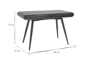 Bureau avec rangements 2 tiroirs vintage bois foncé noyer L120 cm BJORG