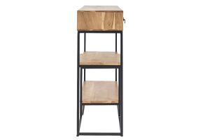 Console industrielle avec rangements 4 tiroirs en bois massif et métal noir L115 cm GRENELLE