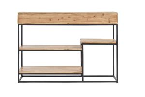 Console industrielle avec rangements 4 tiroirs en bois massif et métal noir L115 cm GRENELLE