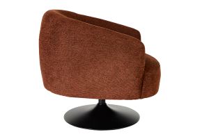 Fauteuil pivotant en tissu effet chenille brossé terre brûlée et métal noir BOWIE