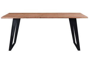 Table à manger rectangulaire en bois massif et métal noir L175 cm KORA