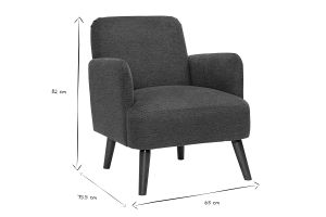 Fauteuil scandinave en tissu effet velours texturé bleu foncé et bois foncé ISKO