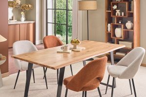 Table à manger rectangulaire en bois massif et métal noir L175 cm KORA