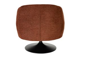 Fauteuil pivotant en tissu effet chenille brossé terre brûlée et métal noir BOWIE