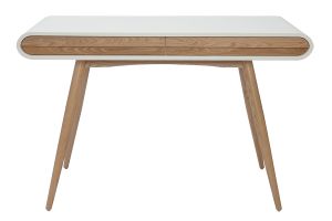 Bureau avec rangements 2 tiroirs scandinave bois clair et blanc L120 cm BJORG
