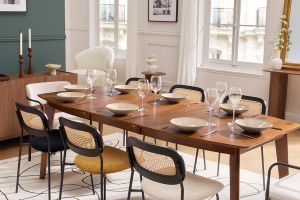 Table à manger extensible scandinave noyer L150-200 cm LEENA