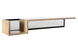 Étagère murale industrielle en bois manguier massif et métal noir L90 cm RACK