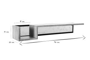 Étagère murale industrielle en bois manguier massif et métal noir L90 cm RACK