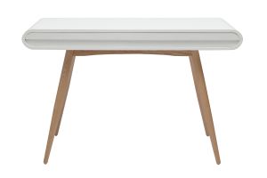 Bureau avec rangements 2 tiroirs scandinave bois clair et blanc L120 cm BJORG