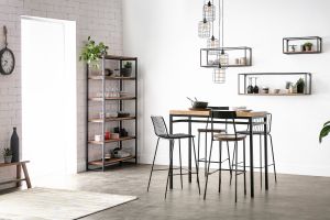 Suspension industrielle 5 lampes étagées en métal patiné effet vieilli L30 cm LOFT