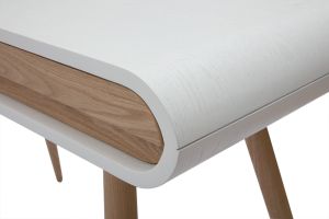 Bureau avec rangements 2 tiroirs scandinave bois clair et blanc L120 cm BJORG