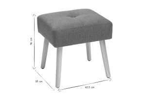 Tabouret bas en tissu effet velours texturé terre brûlée et bois clair massif H46 cm GUESTA