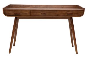 Bureau avec rangements 3 tiroirs vintage bois foncé noyer L132 cm HALLEN