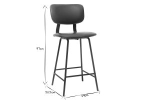 Tabourets de bar vintage noir avec pieds métal 65cm (lot de 2) LAB
