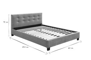 Lit 2 places 160x200 cm en tissu camel capitonné MARQUISE