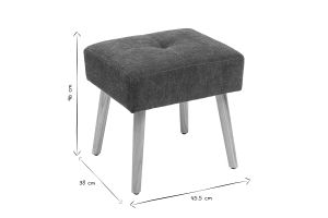 Tabouret bas en tissu effet velours vert kaki et bois clair massif H46 cm GUESTA