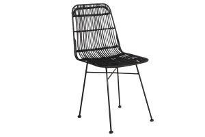 Chaises noires en rotin et métal (lot de 2) MALACCA