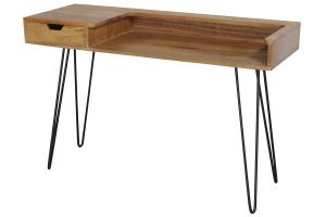 Bureau avec tiroir bois manguier massif et métal noir L116 cm VIBES