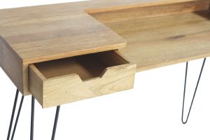Bureau avec tiroir bois manguier massif et métal noir L116 cm VIBES