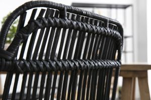 Chaises noires en rotin et métal (lot de 2) MALACCA